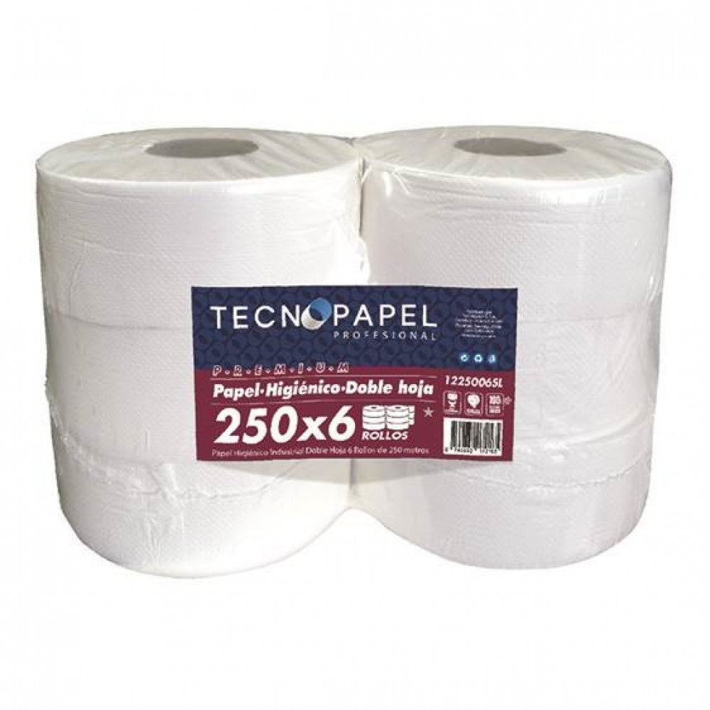 Papel Higiénico Jumbo Doble Hoja 6 Rollos X 250 Mt