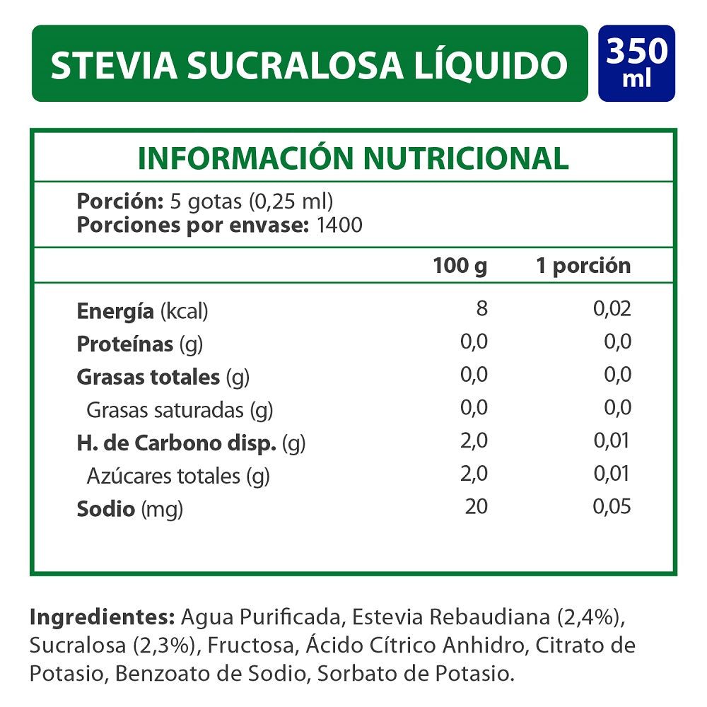 Endulzante Stevia Líquido 350 Ml