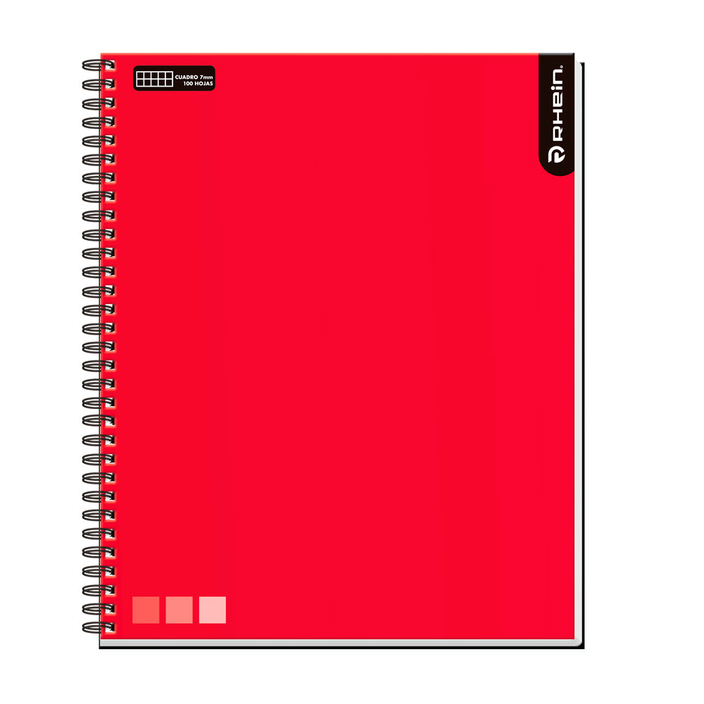 Cuaderno Universitario Matemática 7Mm 100 Hojas One Color Rojo