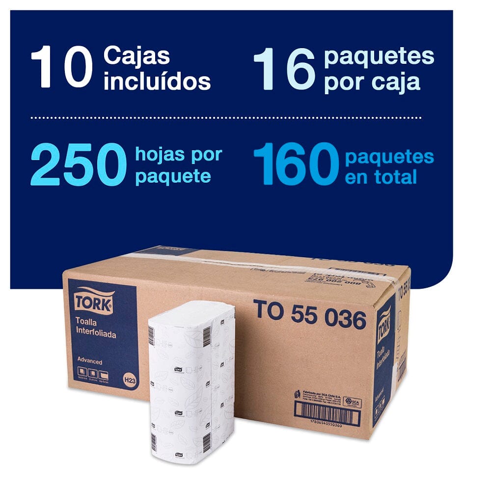 Toalla Interfoliada Hoja Simple 250 Unidades