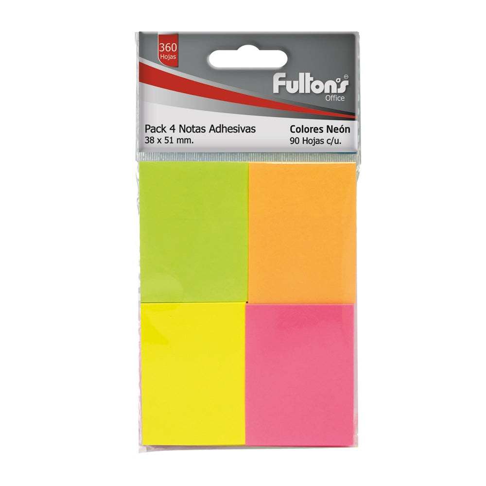 Nota Adhesiva 653 Neon Surtido 4 X 90 Hojas