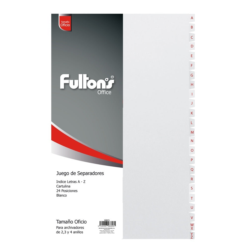 Separador Oficio Índice Az Cartulina Blanco