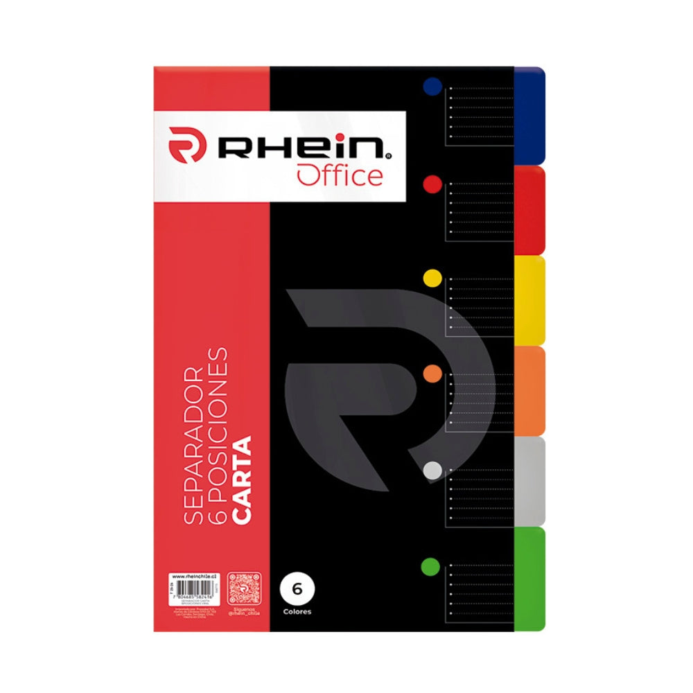 Separador Carta 6 Posiciones Vinil Colores