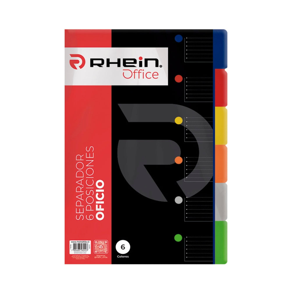 Separador Oficio 6 Posiciones Vinil Colores