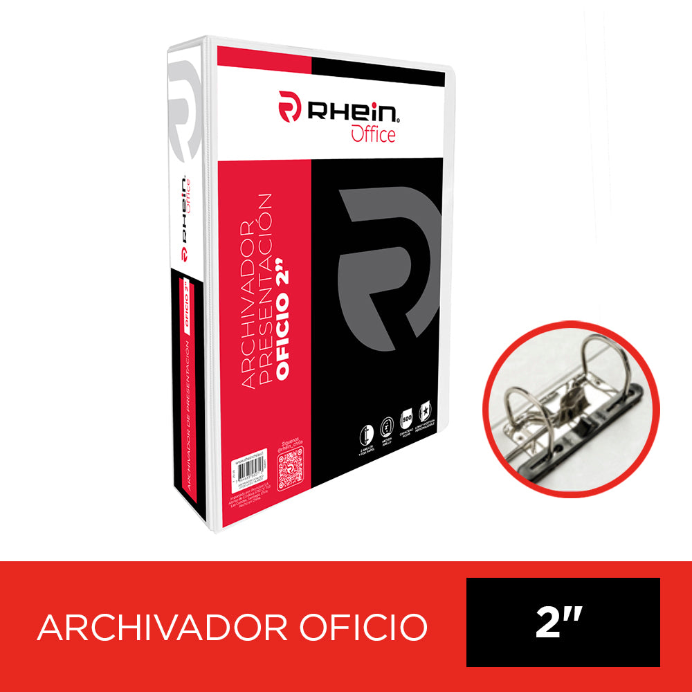 Archivador Catalogo Oficio 2 Aros 2.0 Blanco Con Fija Papel 500 Hojas