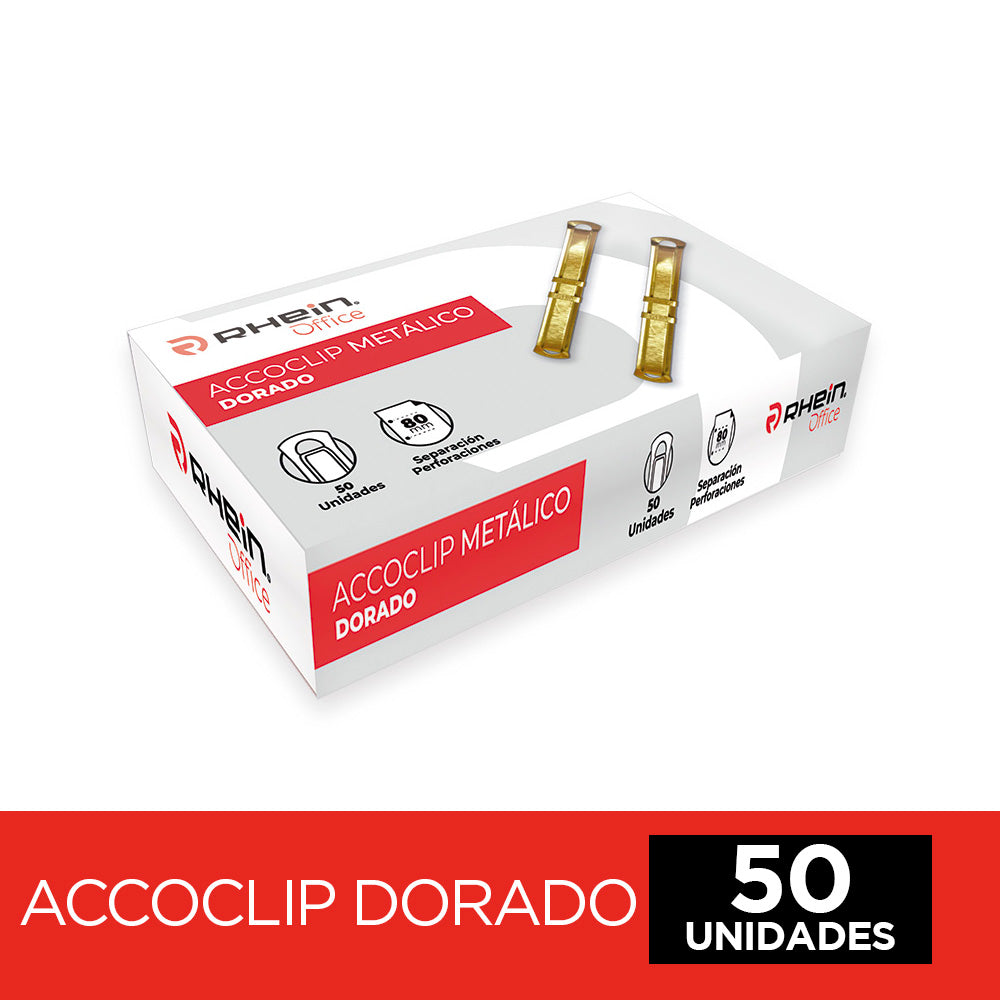 Accoclip Metálico Dorado Caja 50 Un