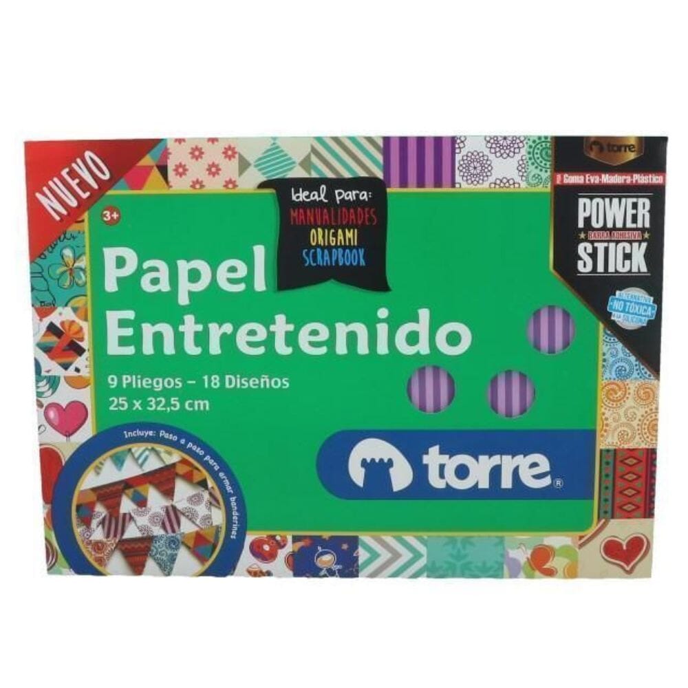 Carpeta Con Papel Entretenido 9 Pliegos 18 Diseños 25X32.5