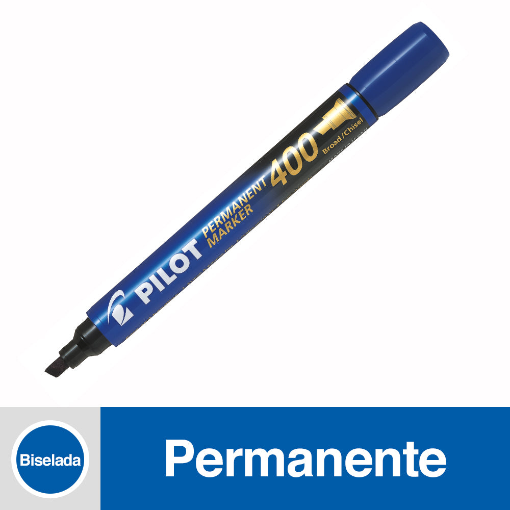 Marcador Permanente Punta Biselada Azul Desechable