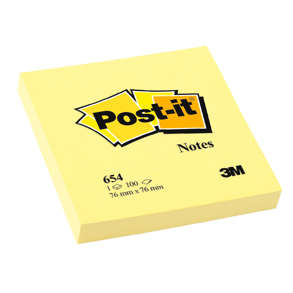 Nota Adhesiva Amarillo 7.6 X 7.6 cm 654 Block 1 Un X 100 Hojas