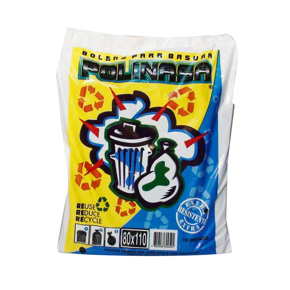 Bolsa Basura Plana Negra 80X110 Cm 10 Un