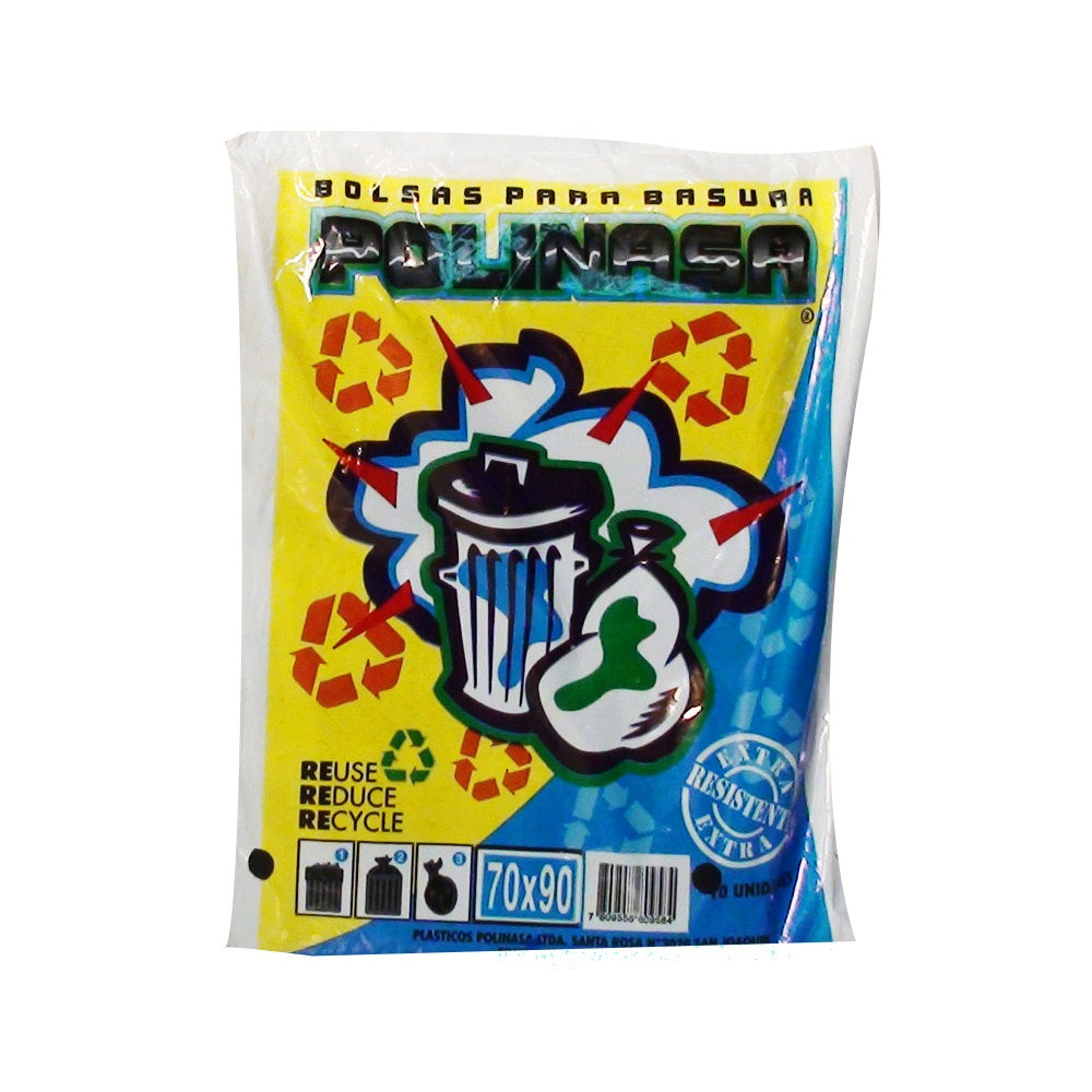 Bolsa Basura Plana  Negra 70X90 Cm 10 Un